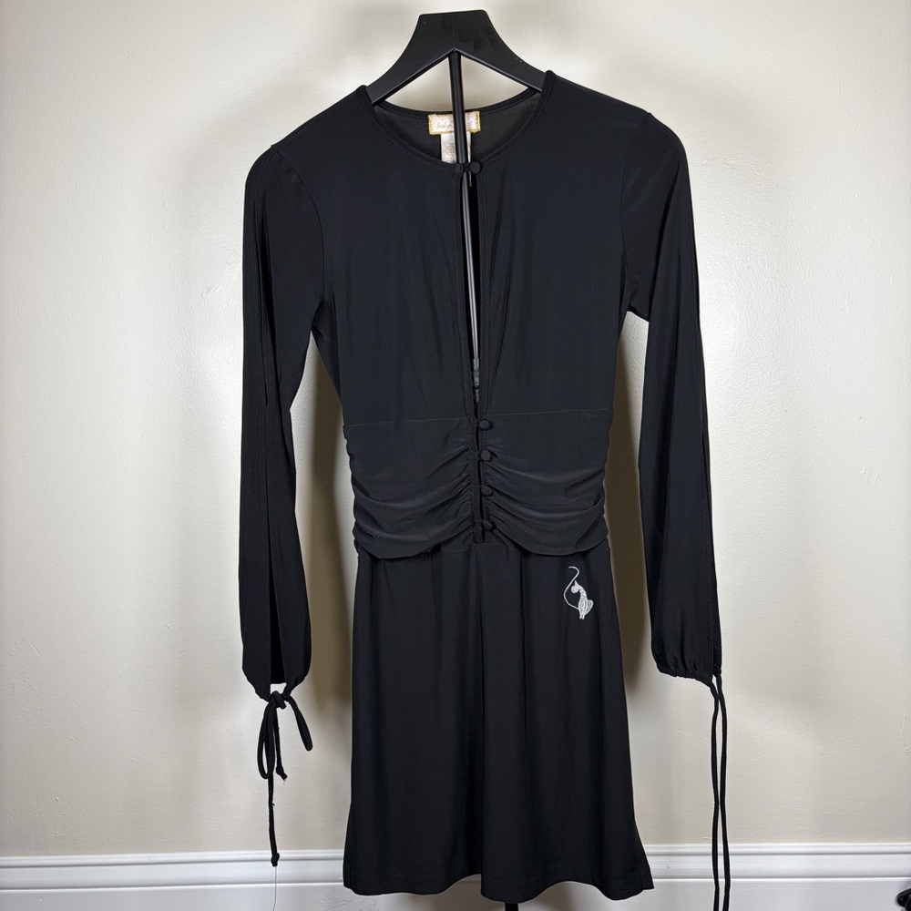 Baby Phat Black Long Sleeve Dress with Ruched Detail
